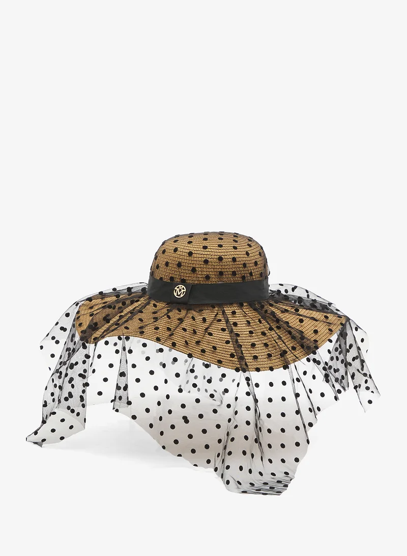 جينجر Polka Dot Net Detail Sun Hat